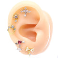 Gaby New Sale Colorful Moon Star Stainless Steel Earrings Small Hoop Body Jewelry Gold Plated for Gift