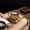 L Nordic Retro Coffee Cup and Saucer Set Creative Hemp Rope Handle Ceramic Mug
