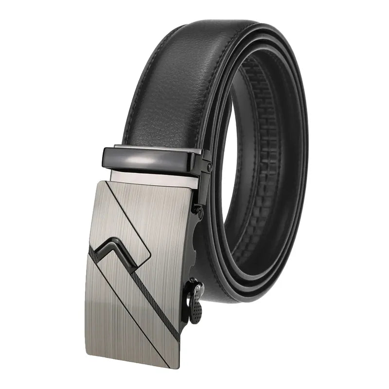 LQbelt Male Belt Men's Genuine Leather Belt Automatic Buckle Ratchet Belts for Man Factory Custom logo