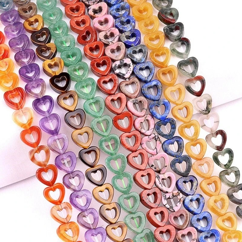 Wholesale Bulk Mini 10mm Heart Shape Crafts Crystal Carving Heart Shape Hollow Out Loose Bead for Jewelry Making