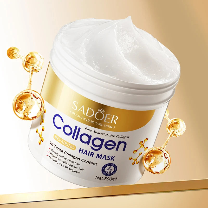 The Private Label SADOER Collagen Hair Mask 500ml Is Smooth Fluffy Supple Nutritious Moist and Antipruritic Hair Care Products