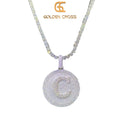 Moissanite 26 English Letter Round S925 Sterling Silver Pendant Hip Hop Style Moissanite Pendants & Charms