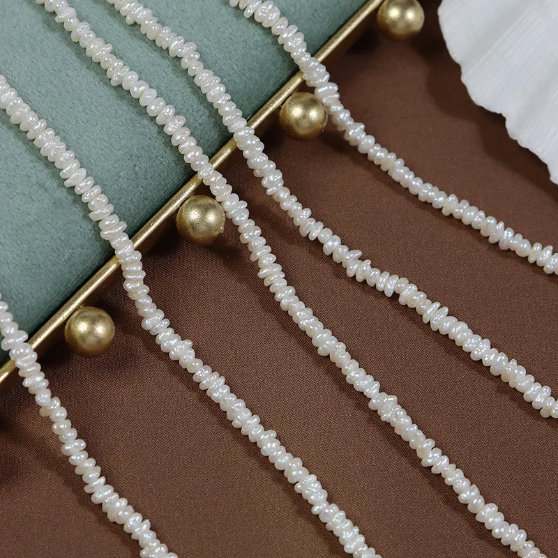 40cm Length 2-3mm Mini Irregular Keshi Small Pearl Natural Freshwater Pearl Baroque Jewelry Material MegaBDM