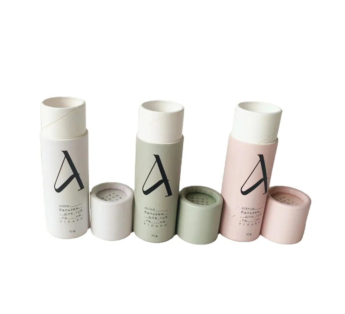 Recyclable Eco-Friendly Customized Empty Cosmetics Lip Balm Deodorant Stick Packaging Kraft Push up Paper Tubes Lipstick Tube