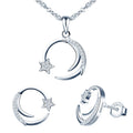 925 Silver Necklace Stud Earrings Star Moon Costume Jewelry Set
