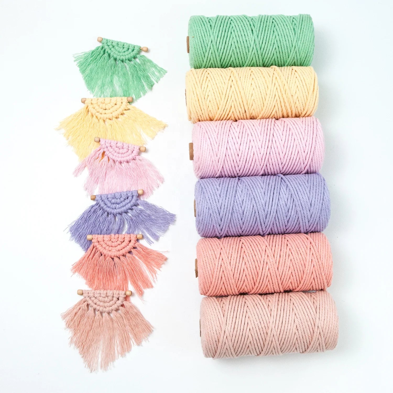 Macrame Cotton Cord 3mm X100m Twine String Colored Cotton Rope Craft Cord for DIY Crafts Knitting Plant Hanger Decor Color Four