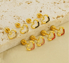 Women's 18K Gold Plated Stainless Steel Drop Earrings Waterproof Non-Fading with Simple Love Design Fashionable for Anniversary