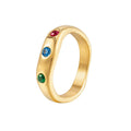 Fashion Elegant Stainless Steel 14k Gold Plated Tarnish Free Luxury 3 Zircon Beads Charm Finger Ring Women Rings Jewelry