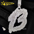 Luxury Extreme Flash Hip Hop Pendant Necklace Iced Out Number 13 Baguette Diamond Moissanite Pendant Custom 925 Silver Pendant
