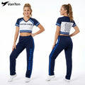 Custom logo Team Design Sublimation Cheer and Dance Polyester Crop Rugby Jerseys for School Cheerleading Events Practice Wear