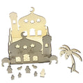 Custom Style Wooden Handicraft Furnishing Articles Directly Eid Al-Fitr Wooden Castle With DIY Home Decoration Gifts XJ0451