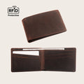 Custom Logo Minimalist Bifold Rfid Blocking Wallet Luxury Crazy Horse Leather Card Holder Wallet for Men