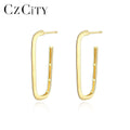 CZCITY Best Selling Women Rectangle 925 Trendy Hoops Sterling Earings for Women Silver Big Hoop Earrings