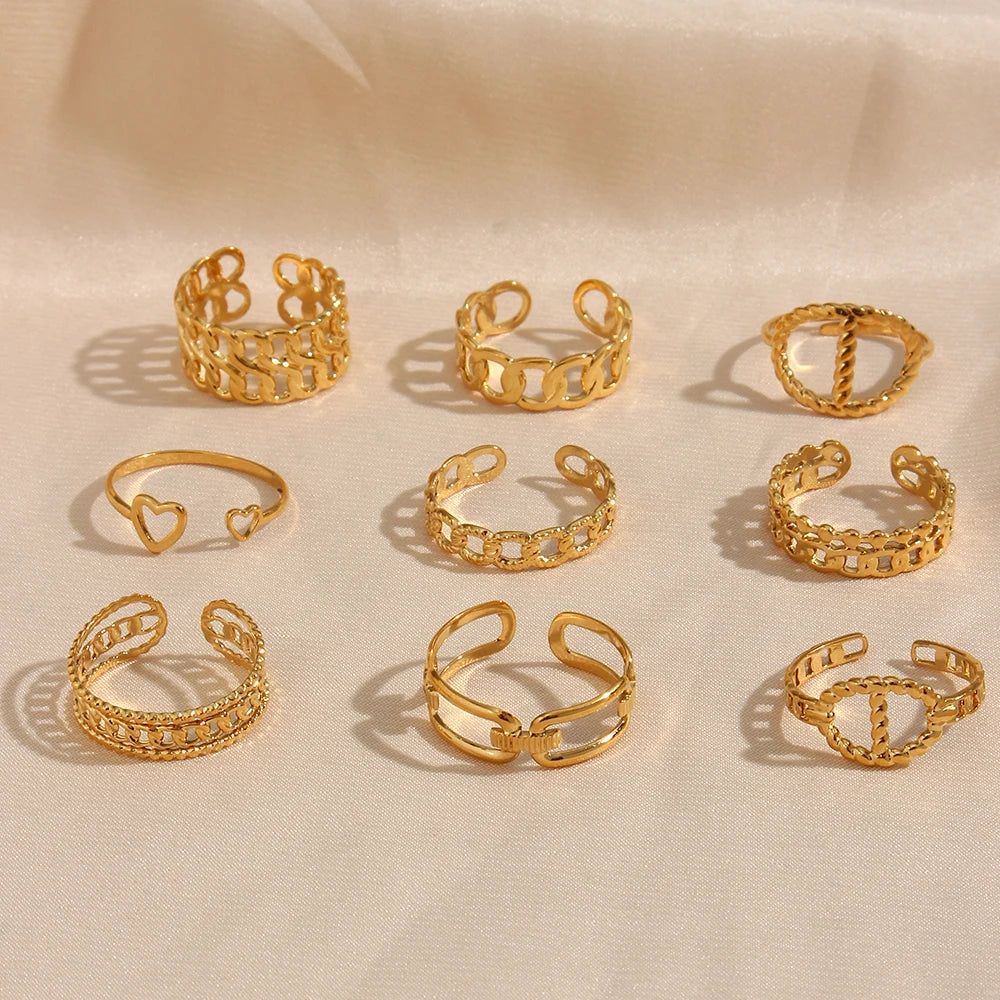 Wholesale Adjustable Multi Layered Ring Women Jewelry Stainless Steel Gold Plated Simple Ring for Party