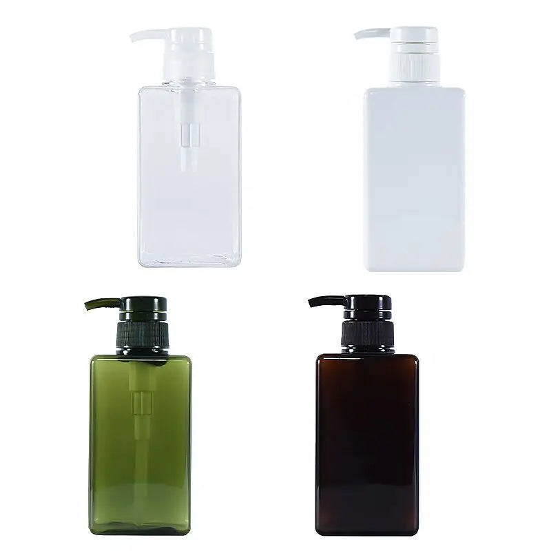 350ml 500ml 750ml PET Plastic Round Square Shampoo Bottle with Pump Sprayer White for Clear Amber Colors Available