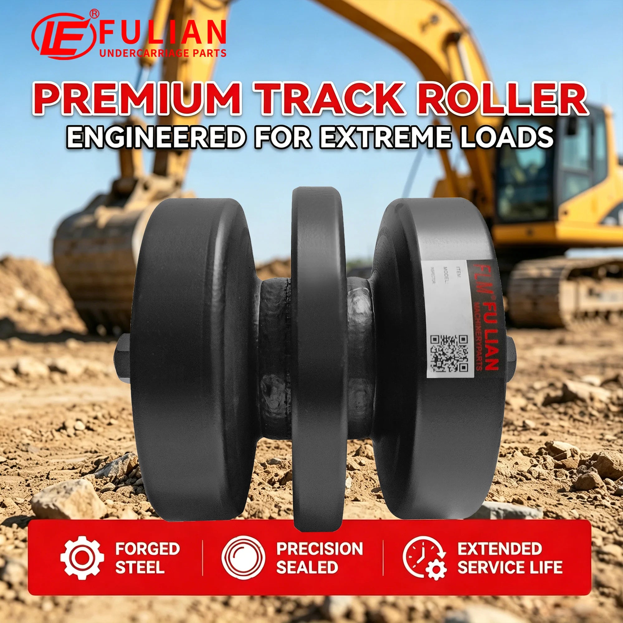 Track Bottom Roller 6689371 Triple Flange Heavy Duty Solid Mount for Bobcat T190 T180 T140 T250 Compact Track Loader Parts