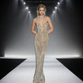 Oem Factory Low Moq Custom Elegant Womens Clothing Hot Drilling Rhinestone Halter Luxury Party Dresses Long Evening Gowns
