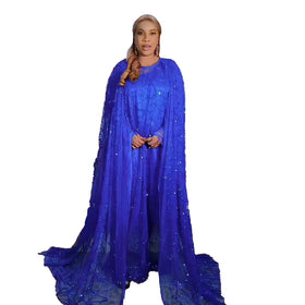 Best Mesh Long Sleeve Dress Sequin African Evening Dresses Two-piece Africa Dress
