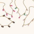 Dingran 18K Gold Plated Stainless Steel Link Chain Fashionable Colorful Zircon Enamel Charm Necklaces for Women Gift