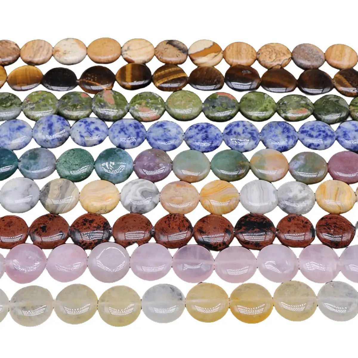 Natural Crystal Agate Circular Flat Sheet Semi-finished DIY Loose Bead String Jewelry Accessories
