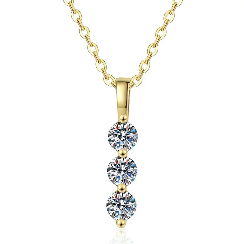 Lucky Gift Women's Moissanite Necklace Claw Setting Gold Plated Pendant Exquisite Accessories Fine Jewelry Pulse Necklaces