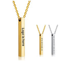 Custom Vertical Bar Pendant Necklace DIY Personality Engrave Name Mother's Day Thanksgiving Stainless Steel Necklace