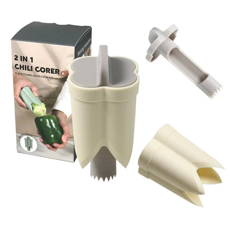 New ABS Plastic Chili Seed Extractor Green Pepper Seed Utensil Fruit and Vegetable Core Extraction Household Kitchen Supplies