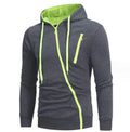 Diagonal Zipper Designs Sweatshirt Custom Logo Cotton Fashion Streetwear Color Block Men Hoodies