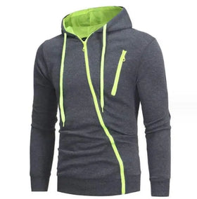 Diagonal Zipper Designs Sweatshirt Custom Logo Cotton Fashion Streetwear Color Block Men Hoodies