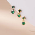 Fashion Jewelry 925 Sterling Silver Round Diamond Green Zircon Pendant Gold Plated Stud Earrings for Women