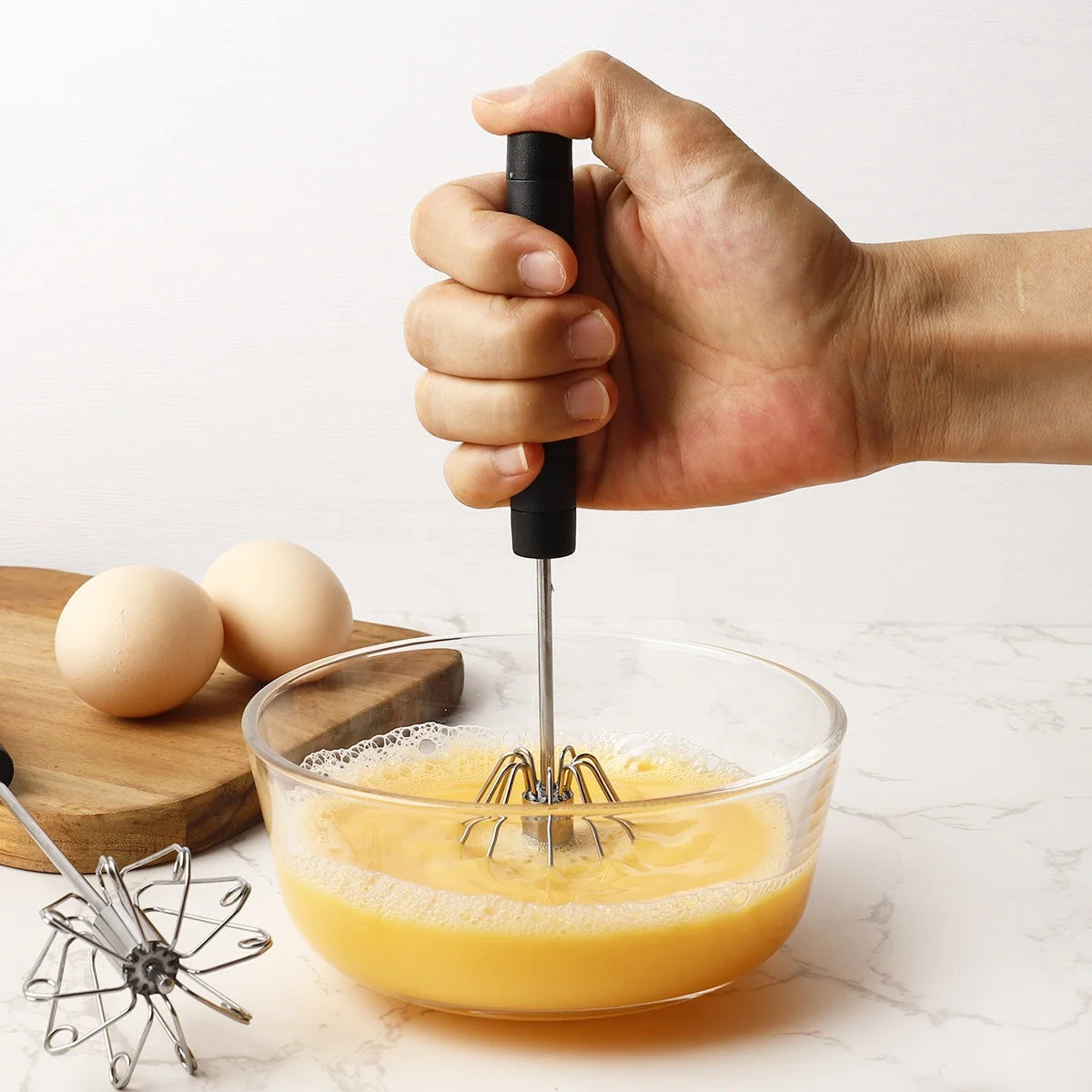 Multifunction Egg Beater Stainless Steel Egg Beater Coffee Manual Press Hand Mixerhand Mixer Egg Tools Kitchen Assesories