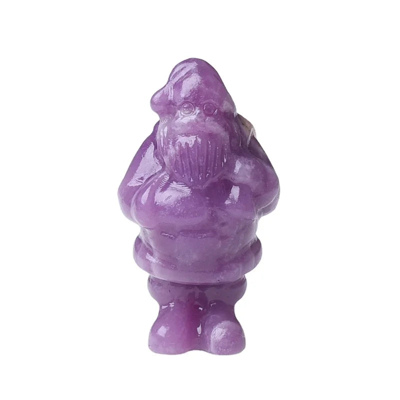 DIY Wholesale Carved Natural Purple Mica Santa Claus Ornaments Carving Crystal Craft Christmas Santa for Gift Decoration