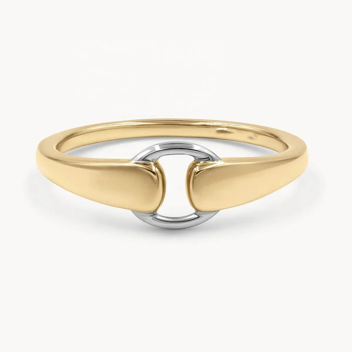 LOZRUNVE Ladies Fashion Minimalist Jewelry Factory Two Plating Tone Gold and Rhodium Geometric Ring