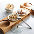 Nut Tempered Glass Cover Bamboo Eco-Friendly Tray Living Room Platter Tableware Ceramic Plate