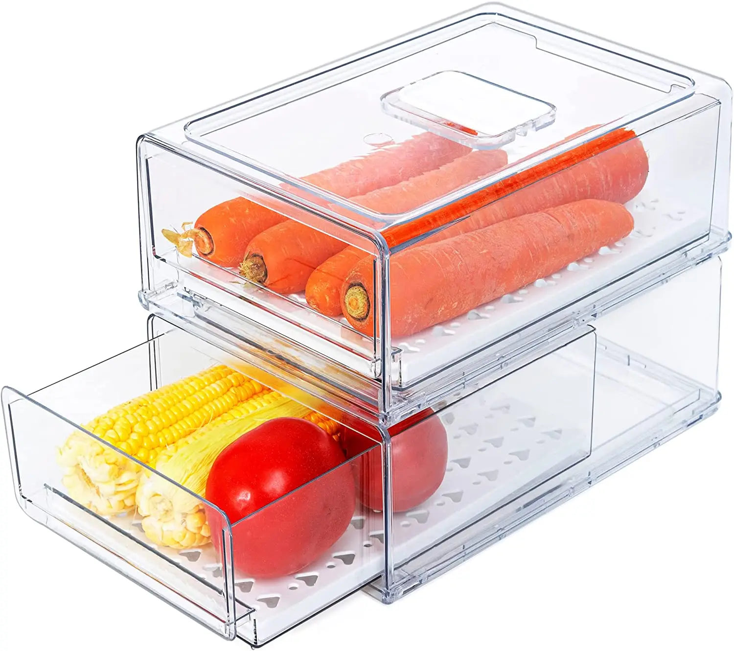 Stackable Household Clutter Sorting Tool Transparent PTE Storage Box Refrigerator Food Storage Box