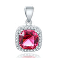 For Wedding 925 Sterling Silver Pendant Rhodium Plated Aaa Crystal Fashion Ruby Stone Pendant