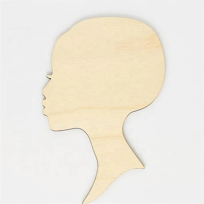 Afro Woman Head Shape Unfinished Ood Diva Wreath DIY Wood Base