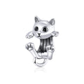 Fashion 925 Sterling Silver Kitty Cat Charms Animal Beads Fit Bracelet DIY Necklace Jewelry for Women BSC208