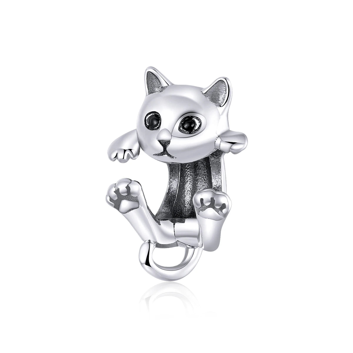 Fashion 925 Sterling Silver Kitty Cat Charms Animal Beads Fit Bracelet DIY Necklace Jewelry for Women BSC208