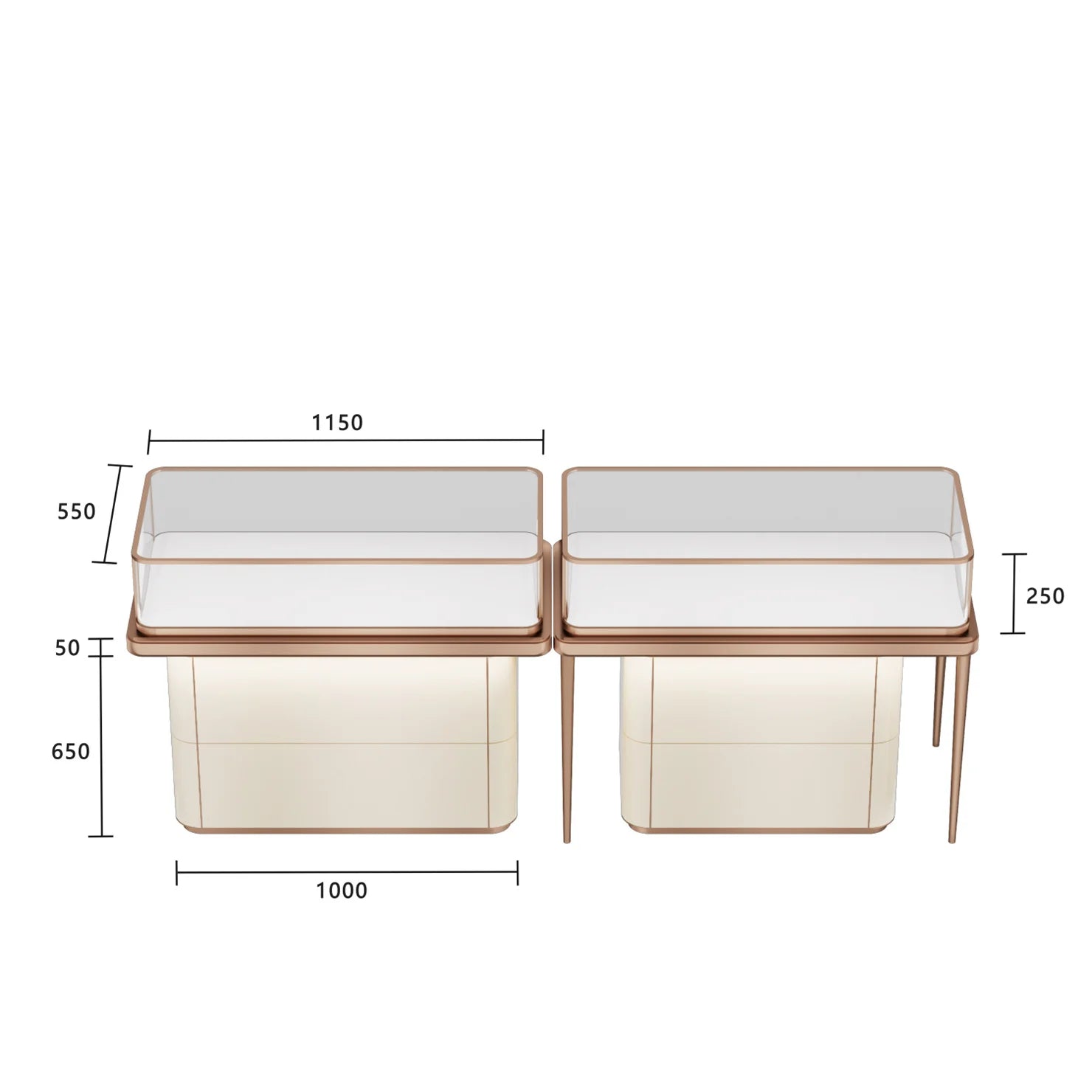 Free Design Factory Directly Producing Luxury 2023 Jewelry Display Cabinet & Showcase Stainless Steel Wood Glass Modern Design