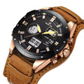 GOLDEN HOUR GH 117 Watch Leather Mens Quartz Wrist Watches Men Casual Gift Clock Dual Display Fashion Relogio Masculino