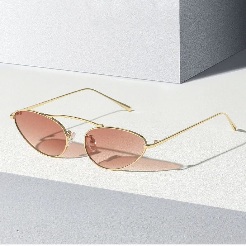 European American Style Cat Eye Sunglasses Unique Design Single Beam Trendy Shades Personalized Street Snap Copper Sunglasses
