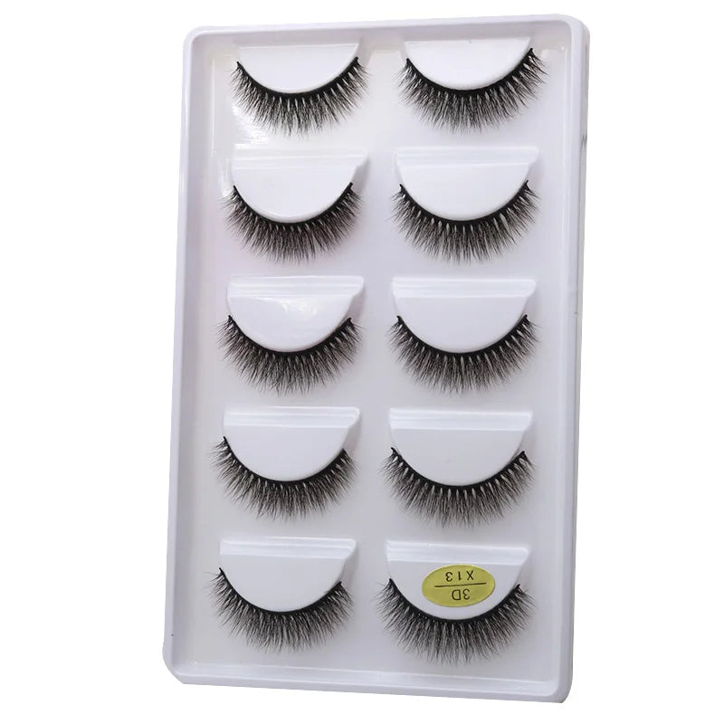 5 Pairs Natural 3d Mink Lashes Soft False Eyelashes Cross Messy Dense Eye Lashes Extension Makeup Faux Cils Cat Mini MegaBDM