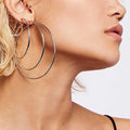 EManco Hypoallergenic Geometric Classic 14k Gold PVD Plated Stainless Steel Big Huggie Hoop Earrings for Women Everyday Wear