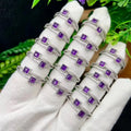 New Arrivals Jewelry Crystals Healing Ring Gemstone Natur Purple Square Amethyst Crystal Rings for Gift