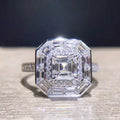 Huitan Wholesale Hot Luxury Engagement Women Girls Clear Gem Zircon Large Square Noble Thin Rings Luxury Wedding