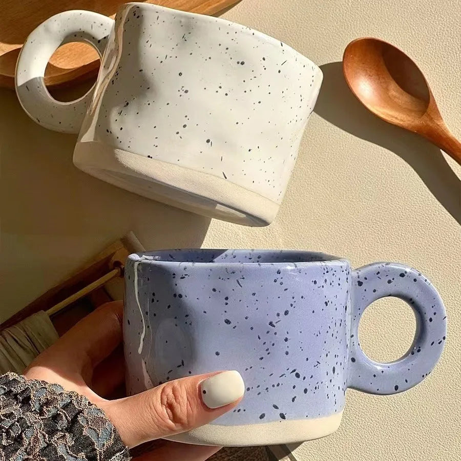 Custom Style Splashing Irregular Cup Couple Breakfast Milk Ceramic Mugs Handmade Wedding Gift Mug