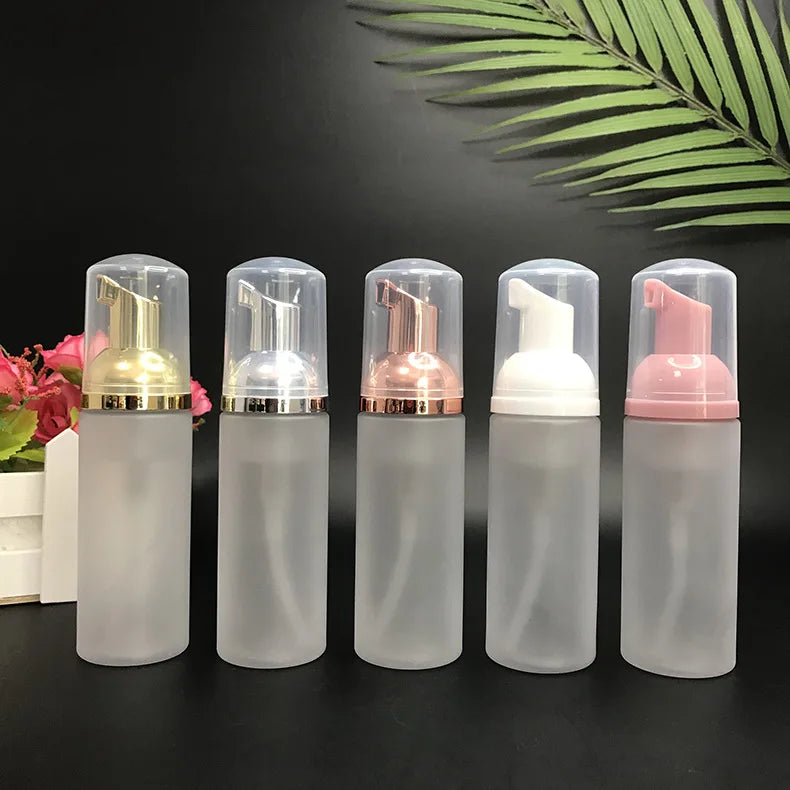 50ml Frosted Black/White/Pink Foam Pump PET Plastic Bottle Empty Travel Eyelashes Shampoo Facial Cleanser Foaming Bottle Model