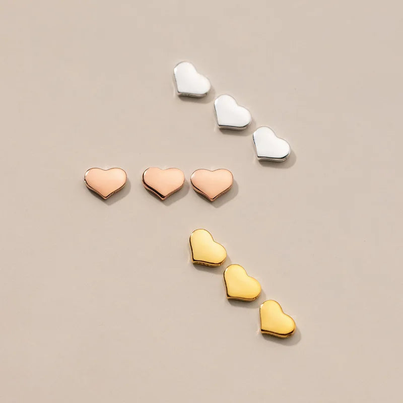 8.4MM Polishing Heart Charm Beads 925 Sterling Silver Rose Gold Heart Shaped Spacer Beads Charm Beads for Diy Jewelry