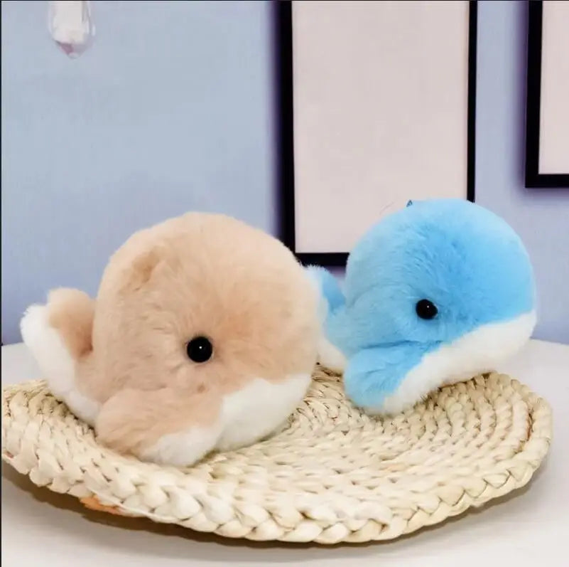 12cm Cute Ocean Toys Plush Blue Dolphin Stuffed Animal Toys Faux Fur Keychain for Kids Bag Purse Backpack Charm Trinket Gift